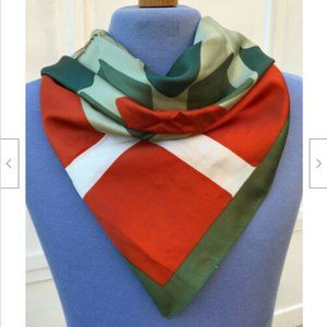 NWT 1970s Autumn Geometric Pattern 26" Square Scarf Bandana Italy for The Bay